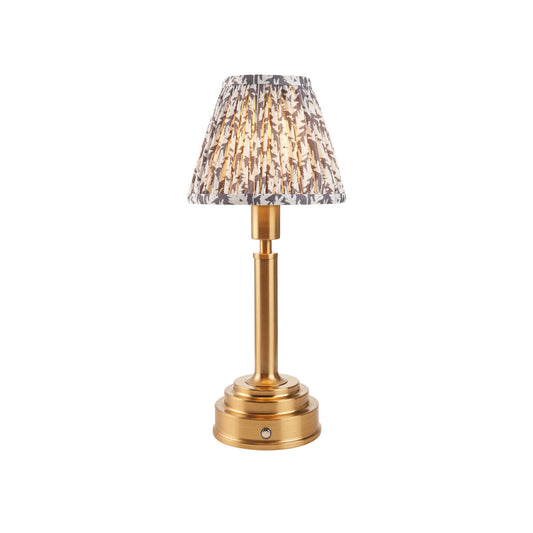 Brushed Aged Brass Plate & Pearl Grey Fabric