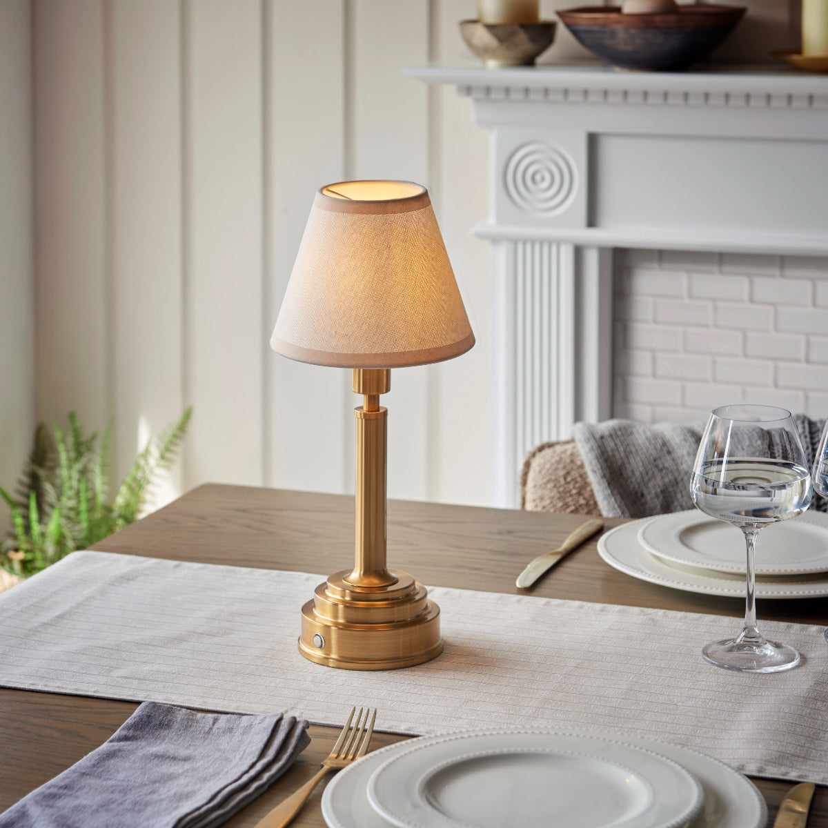 Brushed Aged Brass Plate & Vintage White Fabric