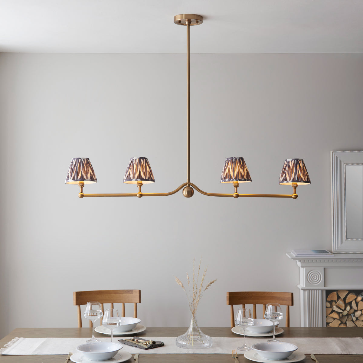 Brushed Aged Brass Plate & Pearl Grey Fabric