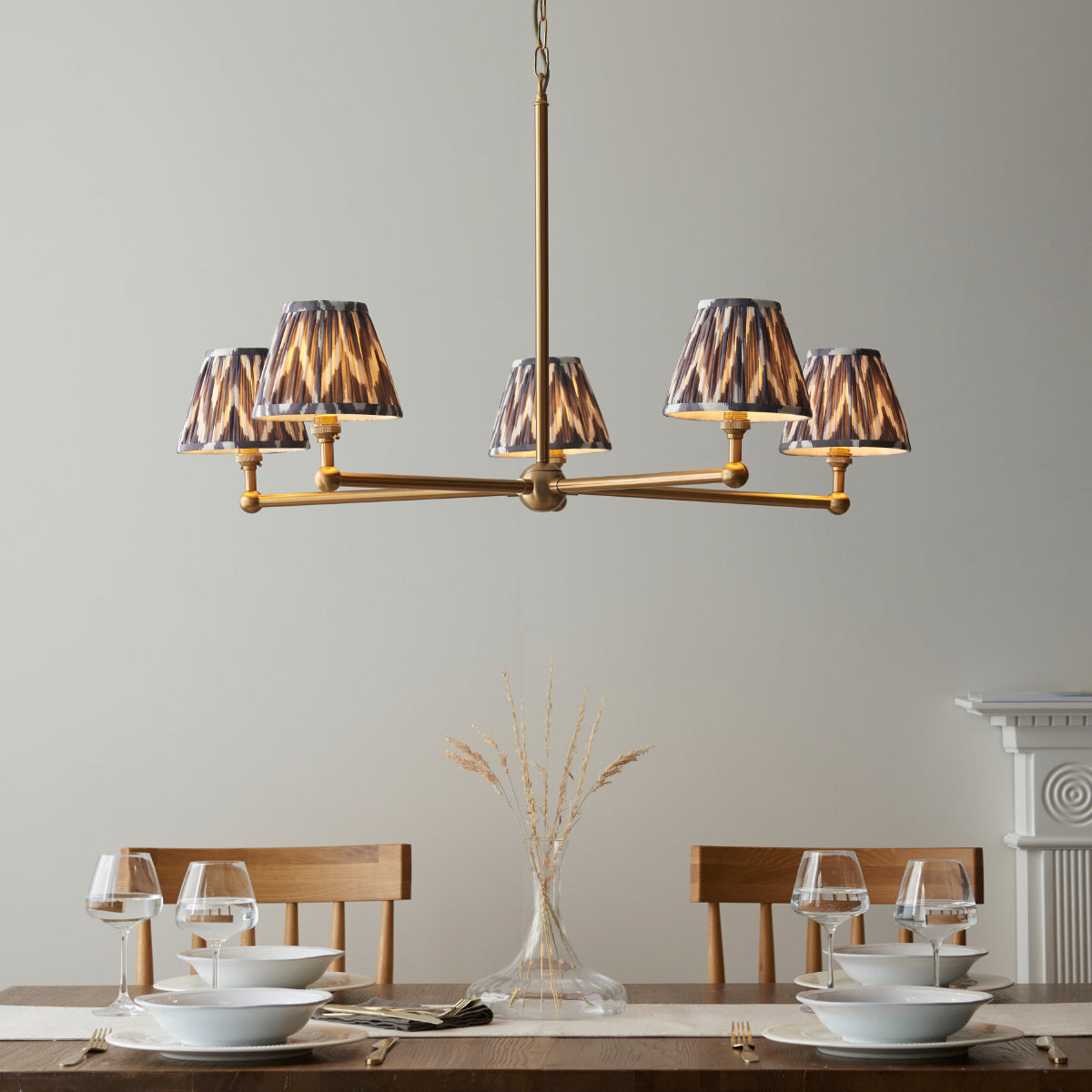 Brushed Aged Brass Plate & Pearl Grey Fabric