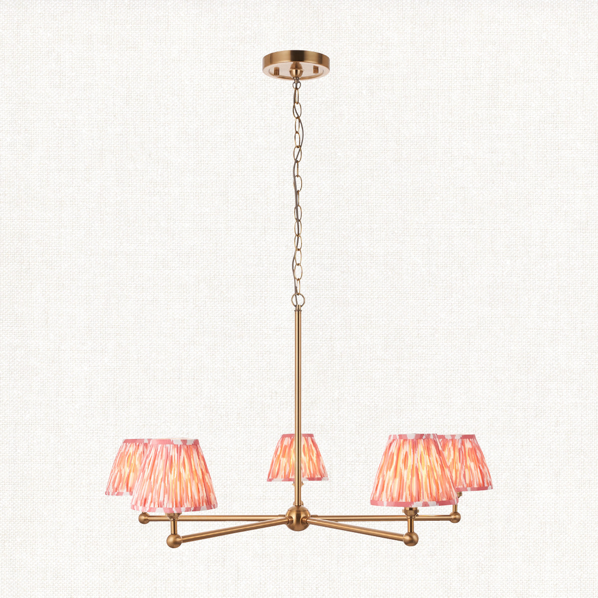 Brushed Aged Brass Plate & Coral Pink Fabric