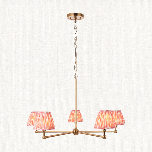 Brushed Aged Brass Plate & Coral Pink Fabric