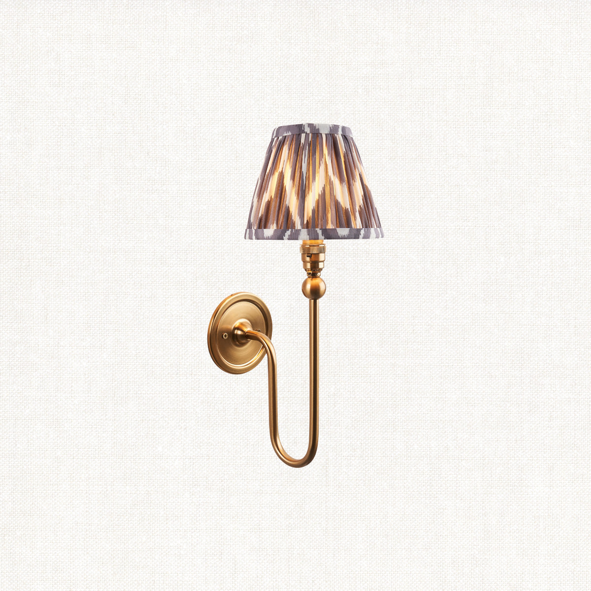 Brushed Aged Brass Plate & Pearl Grey Fabric