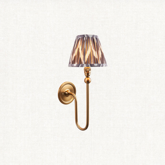 Brushed Aged Brass Plate & Pearl Grey Fabric