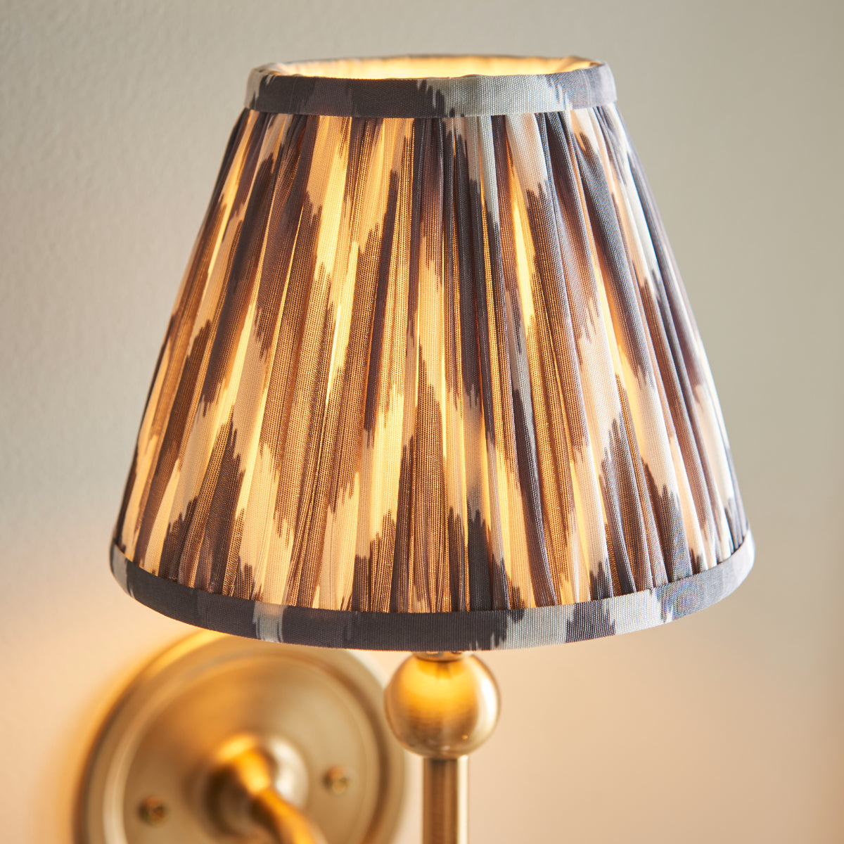 Brushed Aged Brass Plate & Pearl Grey Fabric