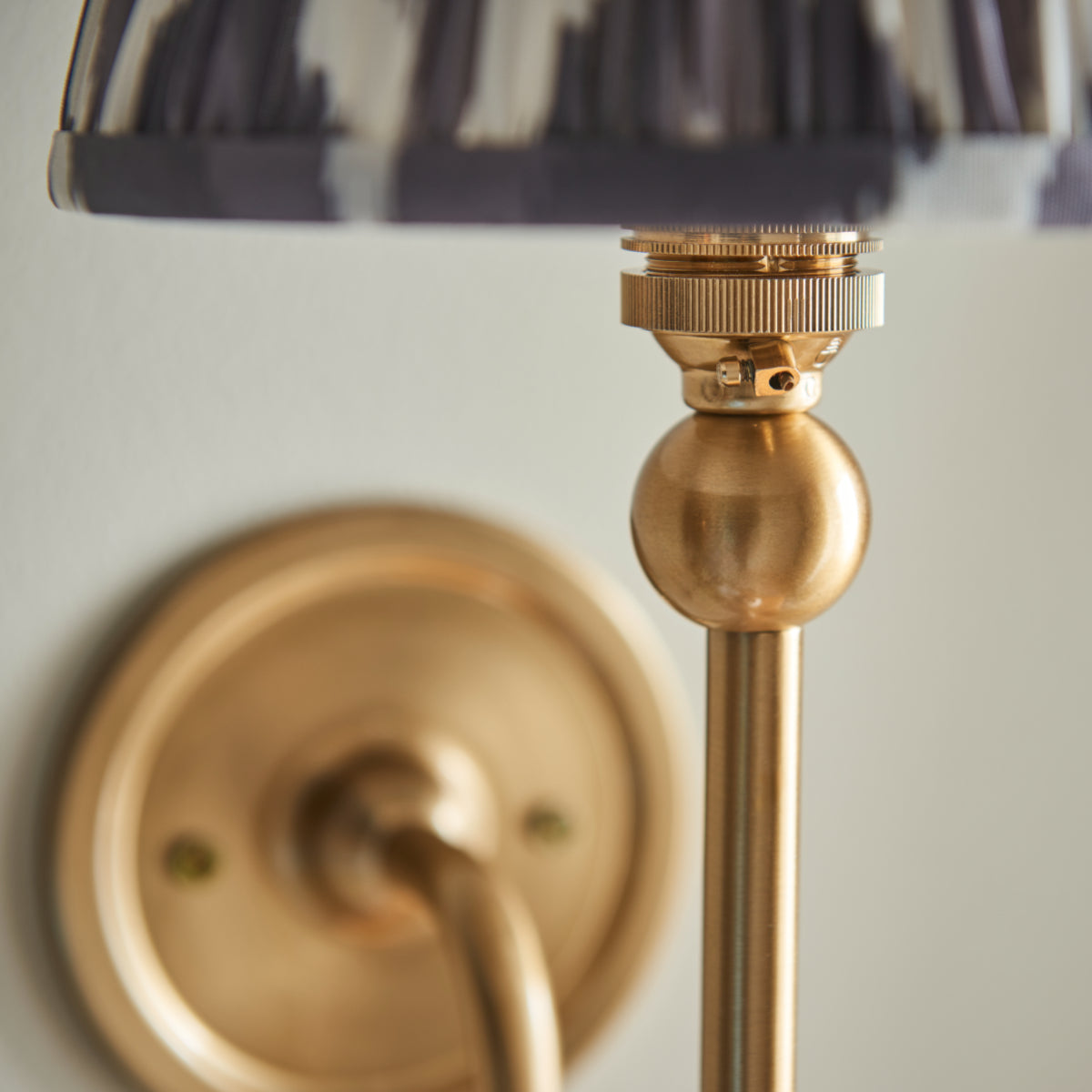 Brushed Aged Brass Plate & Pearl Grey Fabric