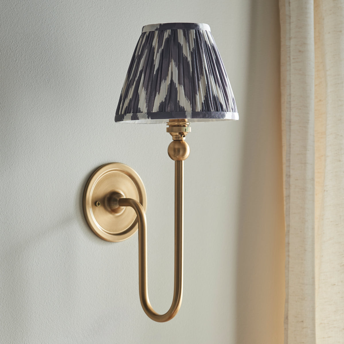 Brushed Aged Brass Plate & Pearl Grey Fabric