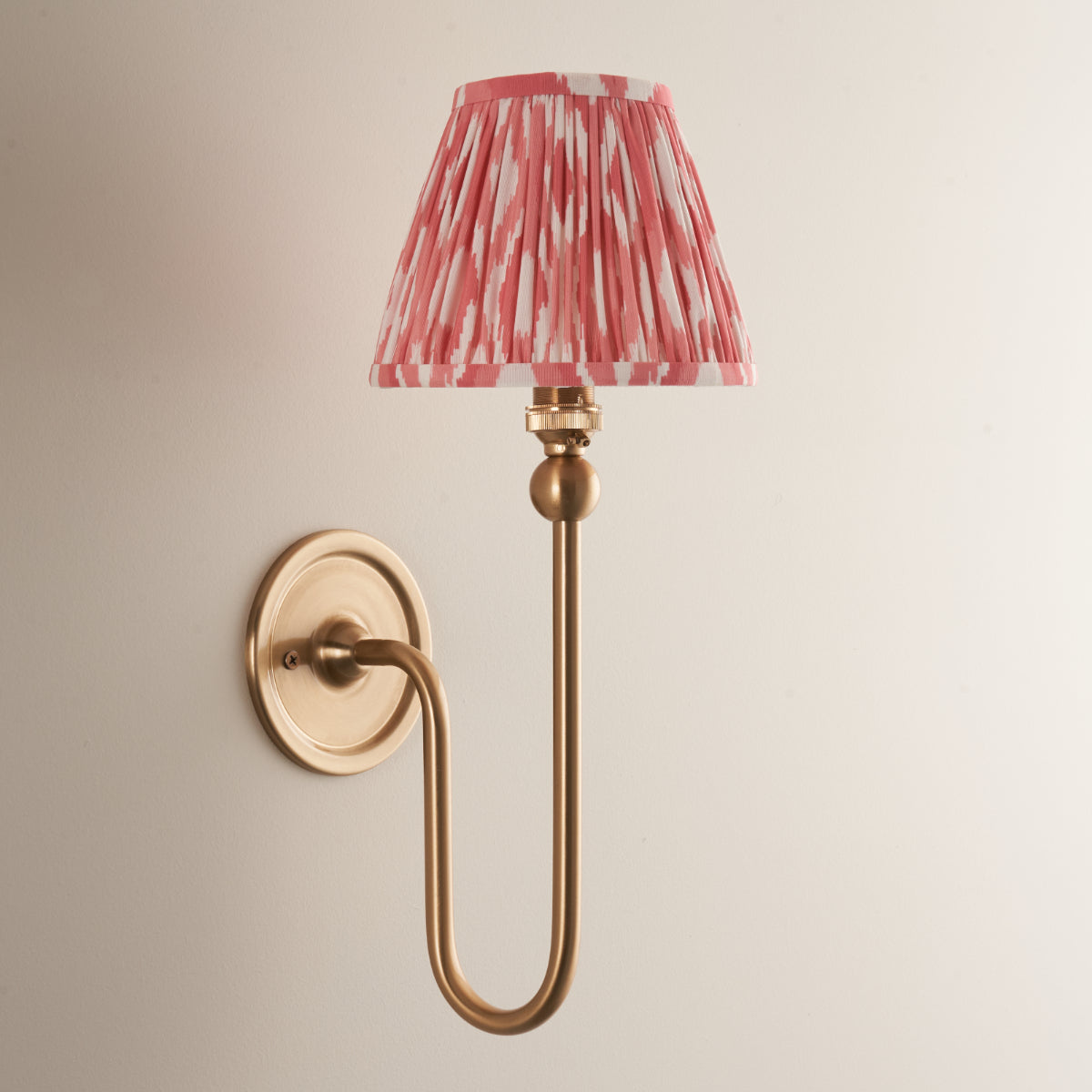 Brushed Aged Brass Plate & Coral Pink Fabric