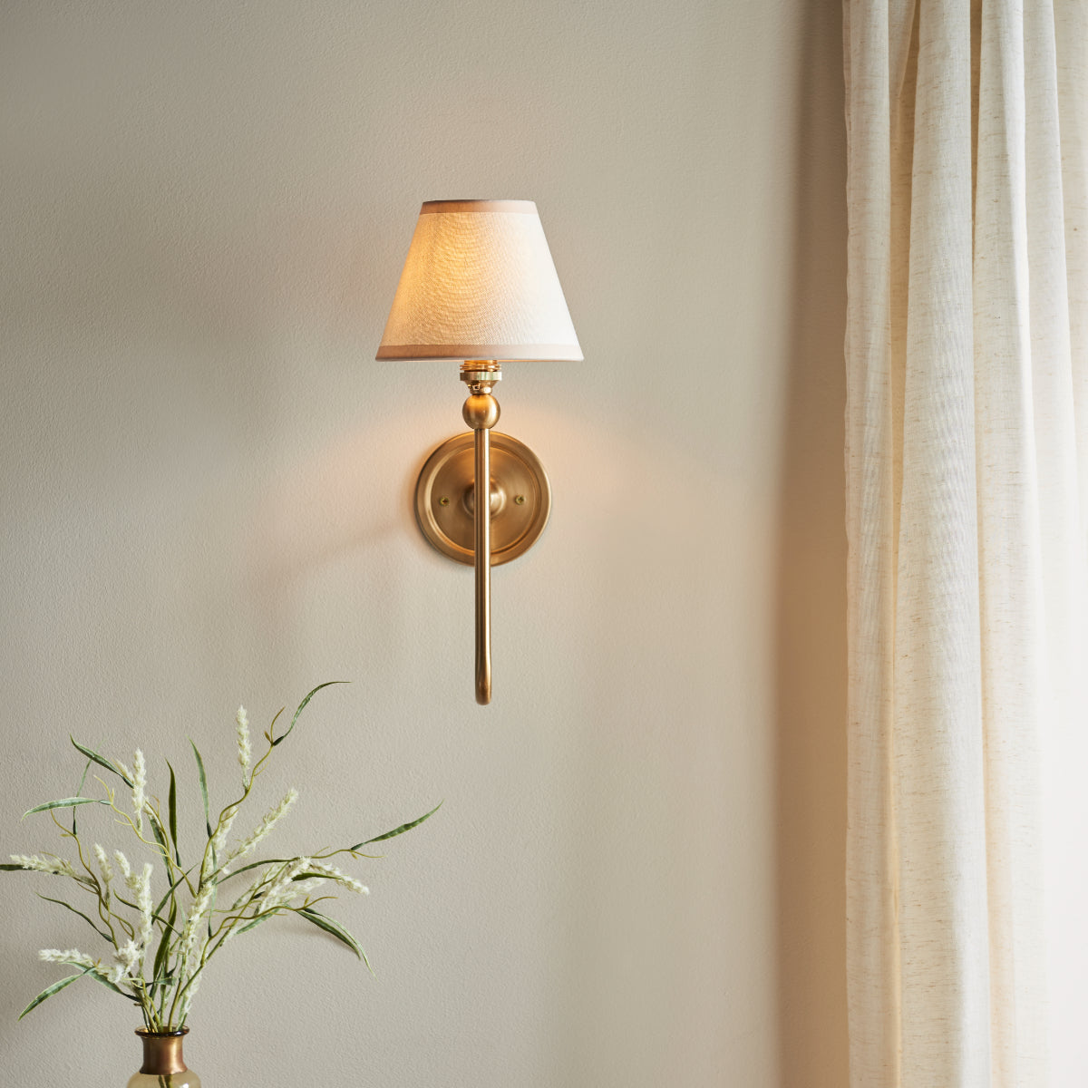 Brushed Aged Brass Plate & Vintage White Fabric