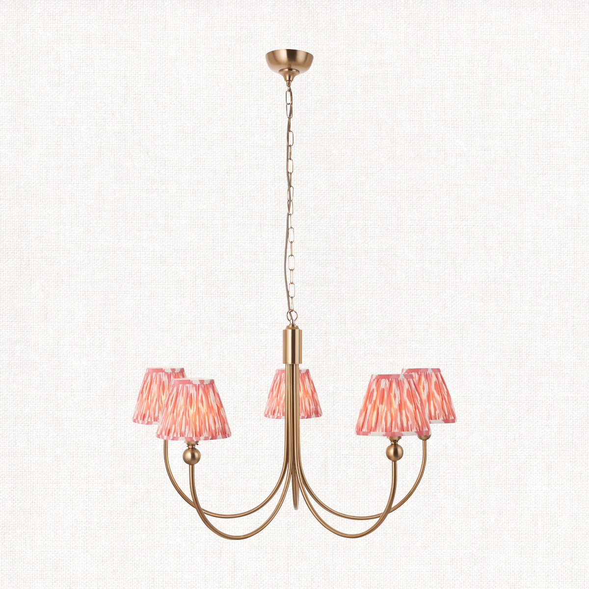 Brushed Aged Brass Plate & Coral Pink Fabric
