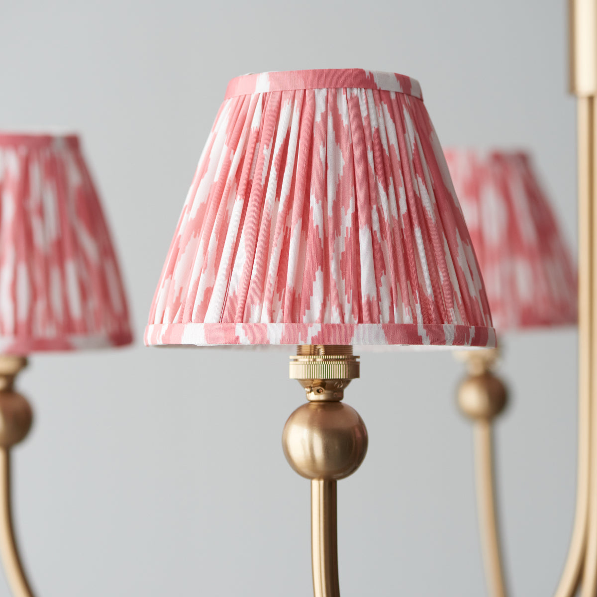 Brushed Aged Brass Plate & Coral Pink Fabric