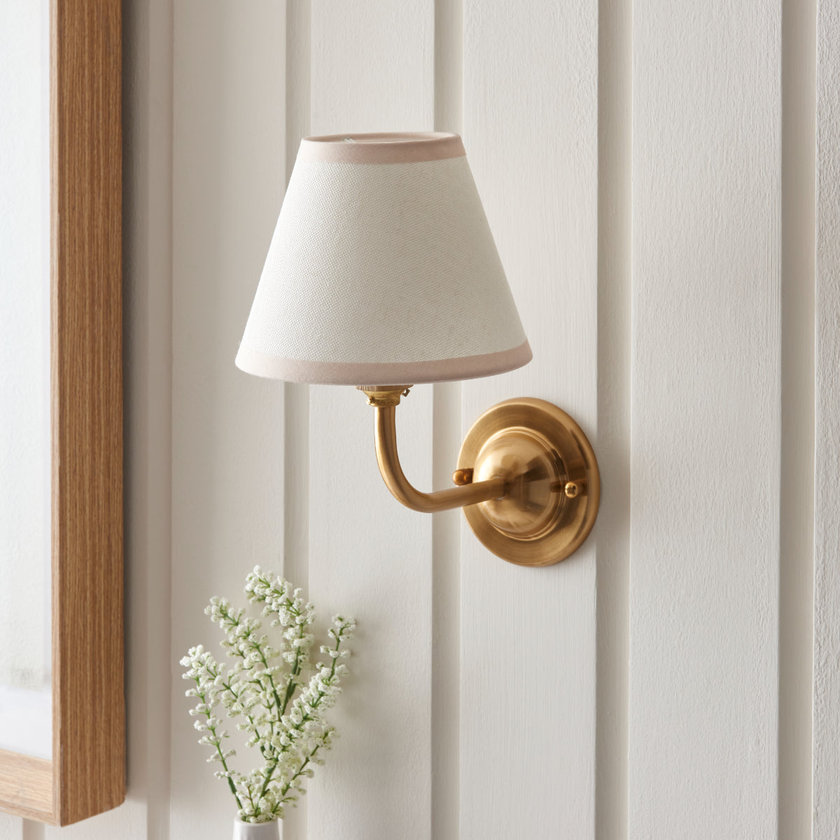 Brushed Aged Brass Plate & Vintage White Fabric