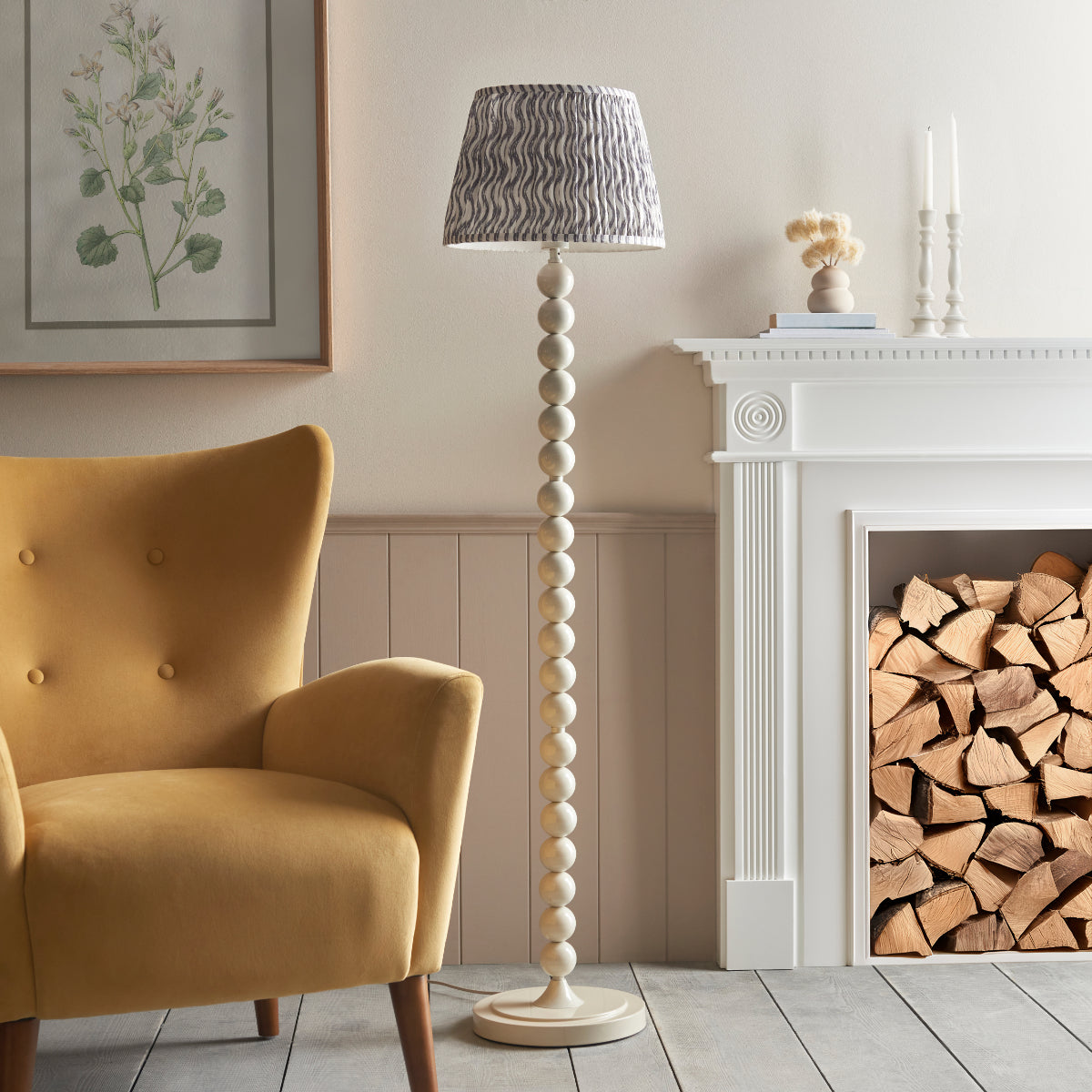 Pearl Grey Fabric & Gloss Almond White Paint