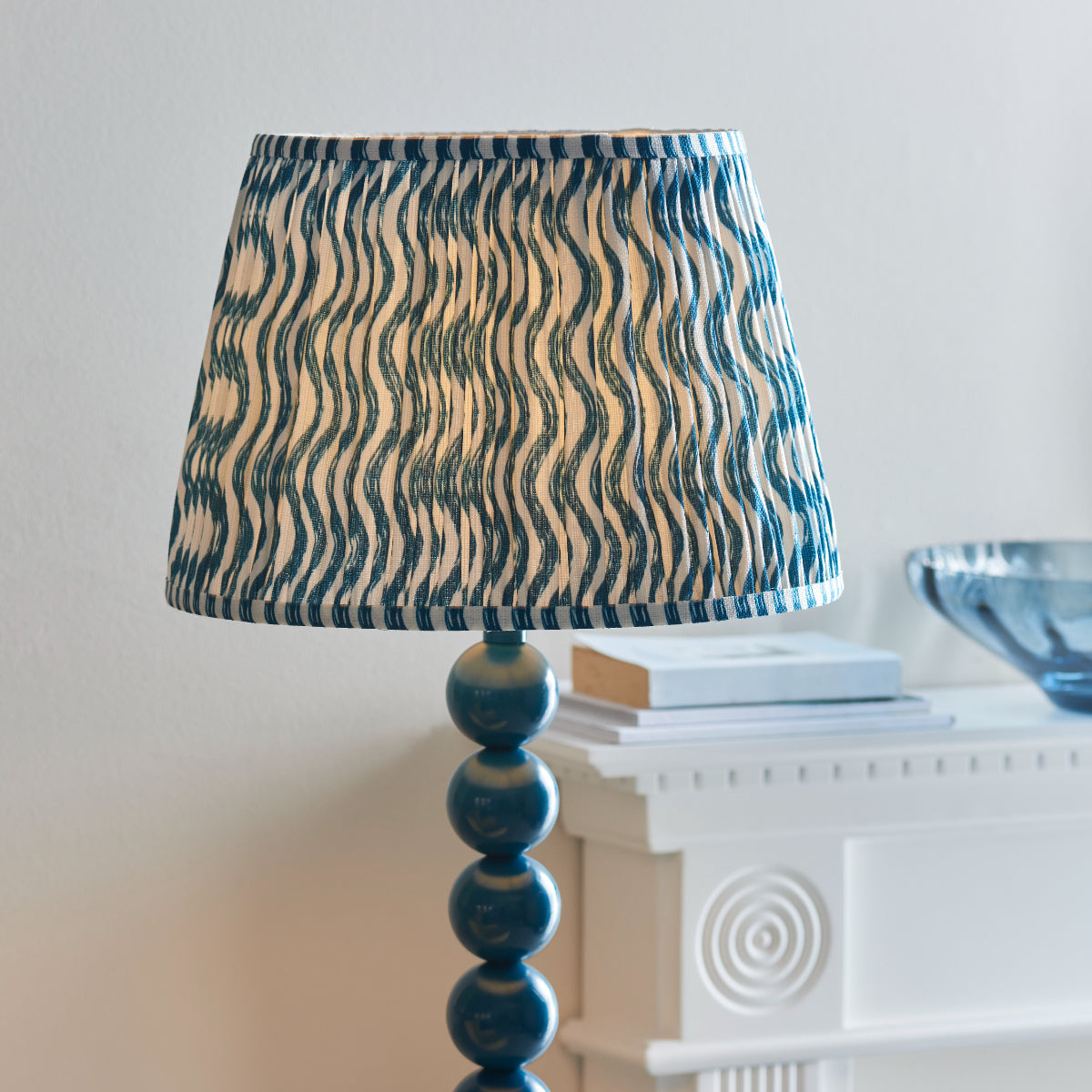 Marlin Blue Fabric & Gloss Almond White Paint