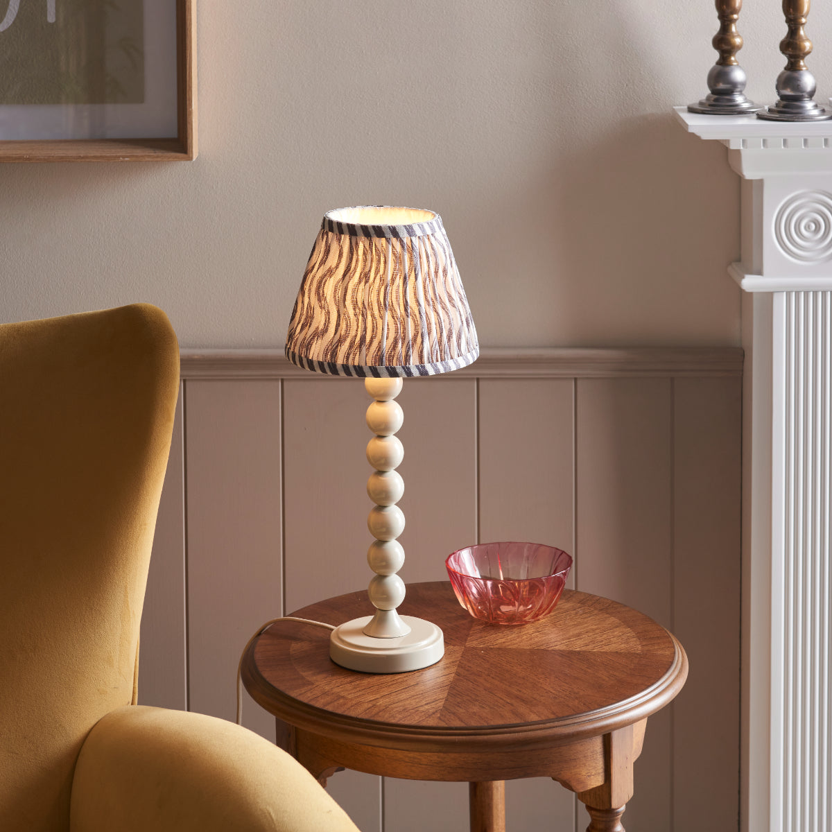 Pearl Grey Fabric & Gloss Almond White Paint