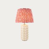 White Crackle Glaze & Coral Pink Fabric