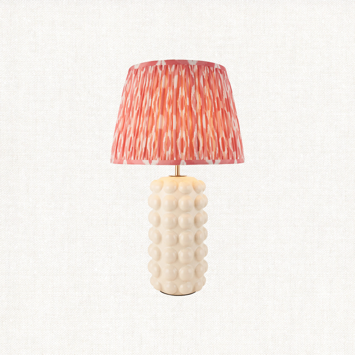 White Crackle Glaze & Coral Pink Fabric