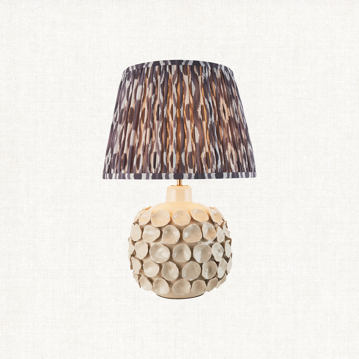 Ivory Crackle Glaze & Pearl Grey Fabric