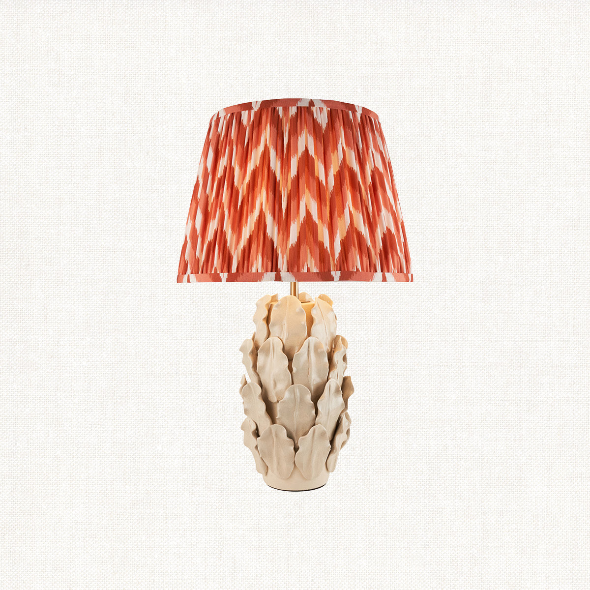 Ivory Crackle Glaze & Apricot Orange Fabric