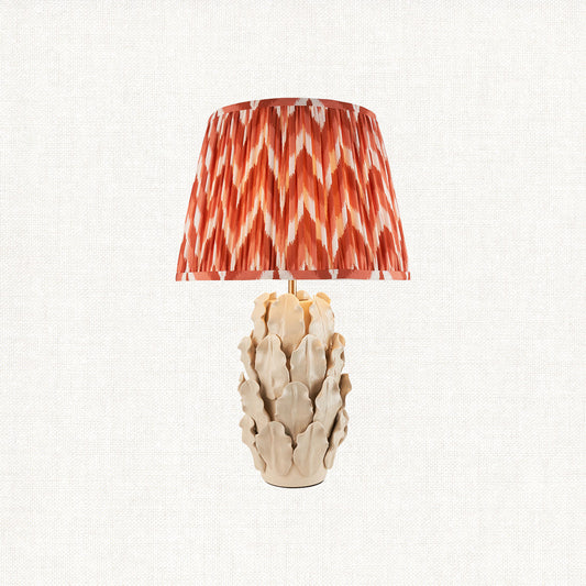 Ivory Crackle Glaze & Apricot Orange Fabric