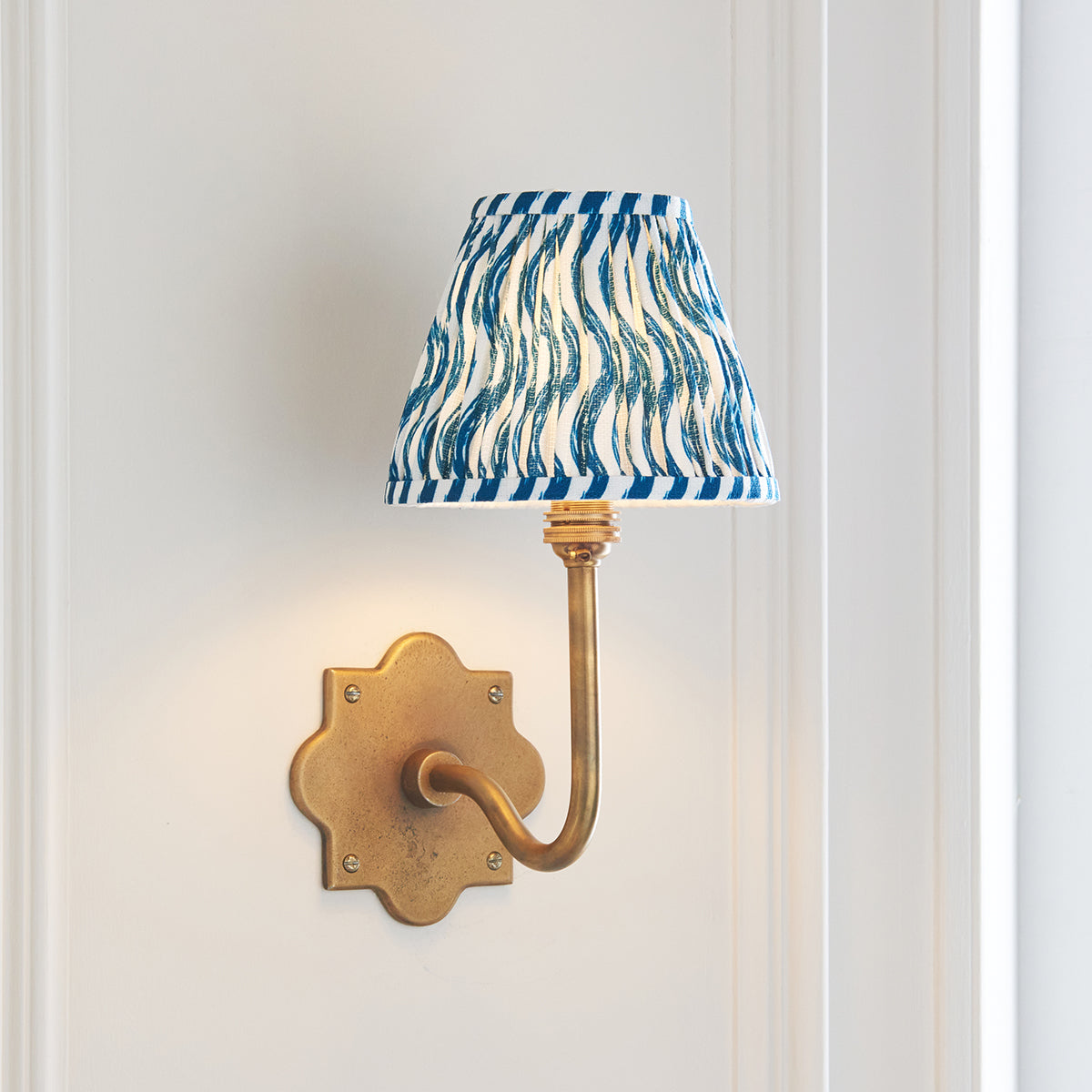 Antique Brass & Marlin Blue Fabric