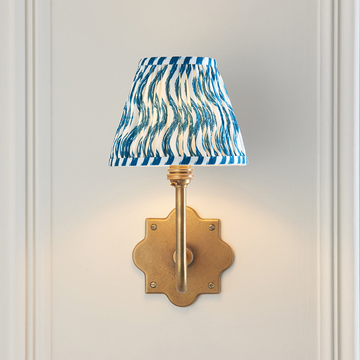Antique Brass & Marlin Blue Fabric