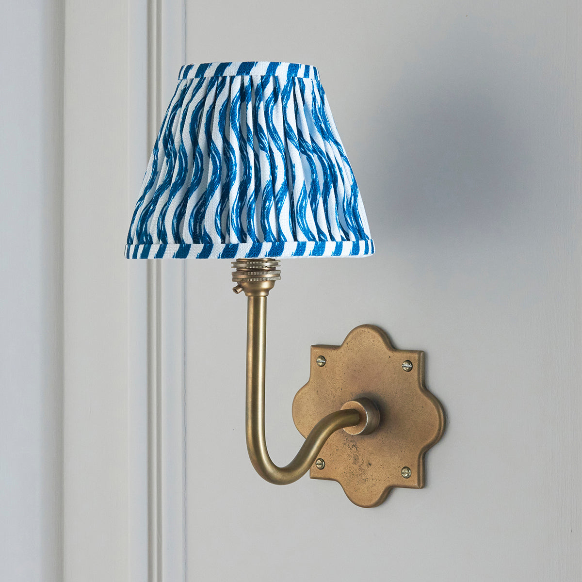 Antique Brass & Marlin Blue Fabric
