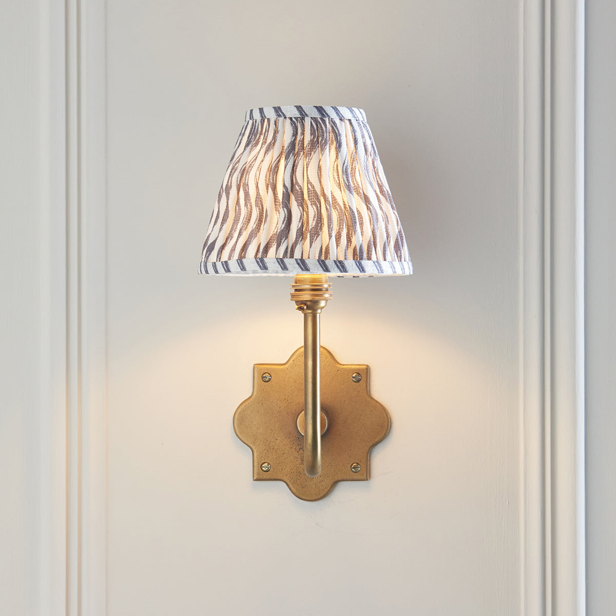 Antique Brass & Pearl Grey Fabric