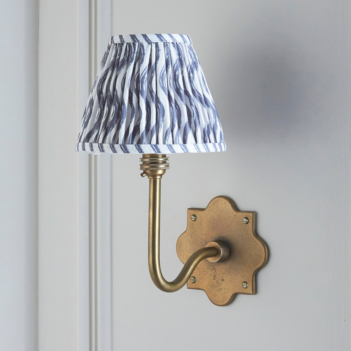 Antique Brass & Pearl Grey Fabric