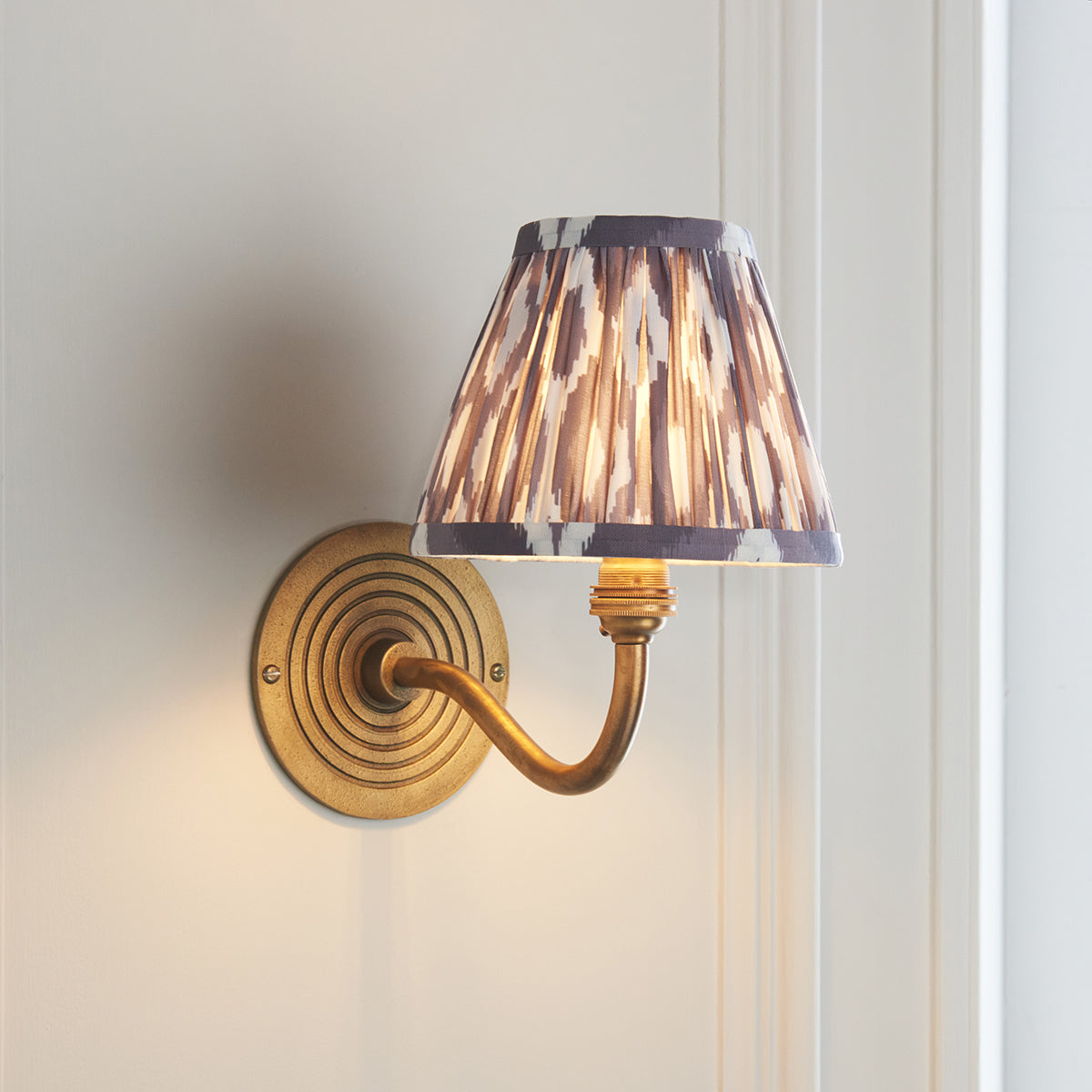Antique Brass & Pearl Grey Fabric