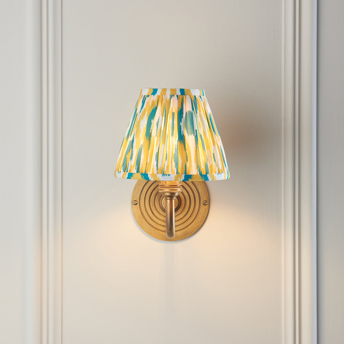 Antique Brass With Yellow & Jade Fabric