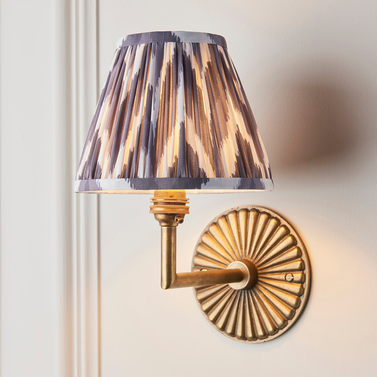 Antique Brass & Pearl Grey Fabric