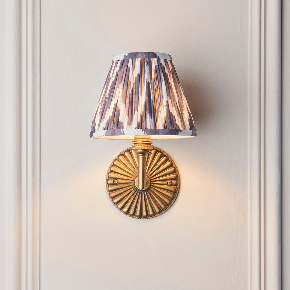 Antique Brass & Pearl Grey Fabric