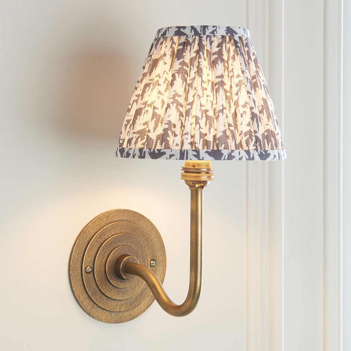 Antique Brass & Pearl Grey Fabric