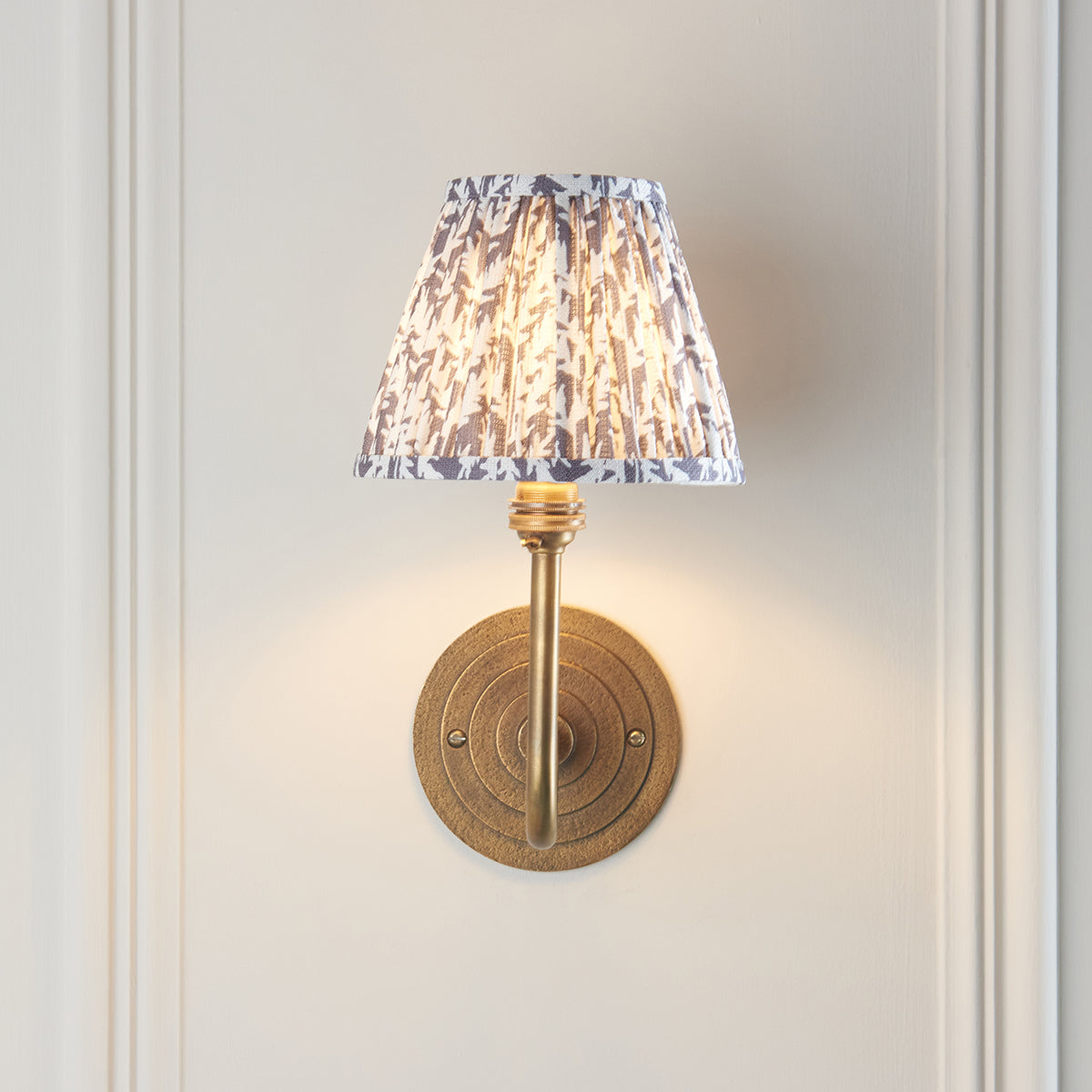 Antique Brass & Pearl Grey Fabric