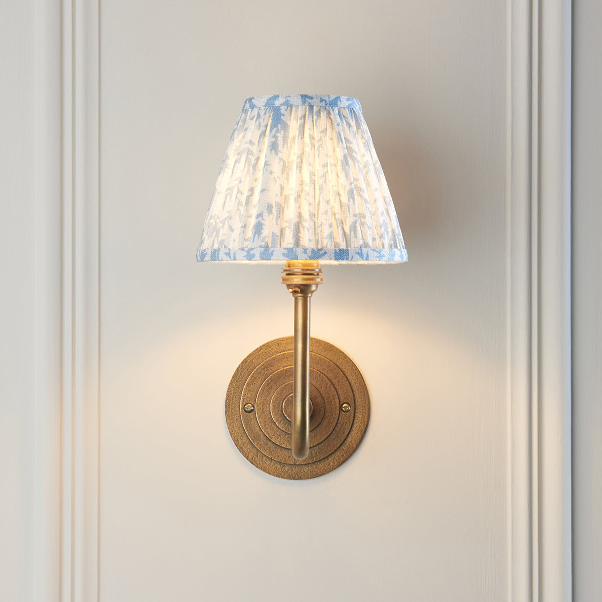 Antique Brass & Shell Bay Blue Fabric