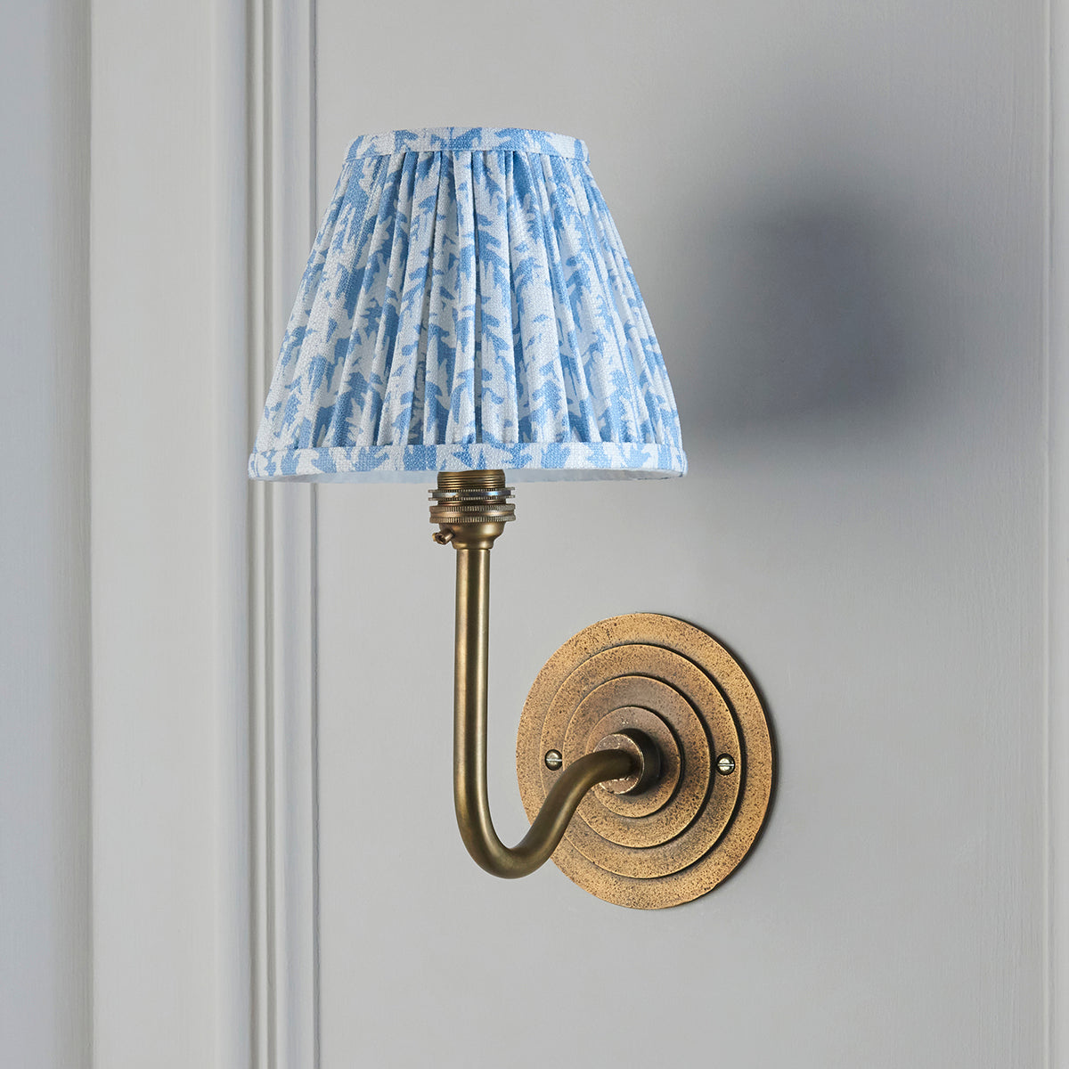 Antique Brass & Shell Bay Blue Fabric