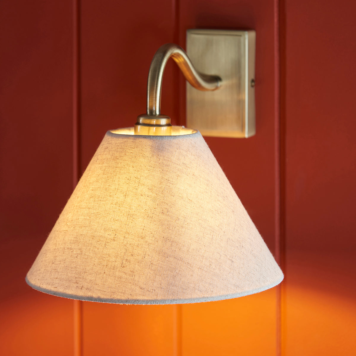Antique Brass Plate & Natural Faux Linen