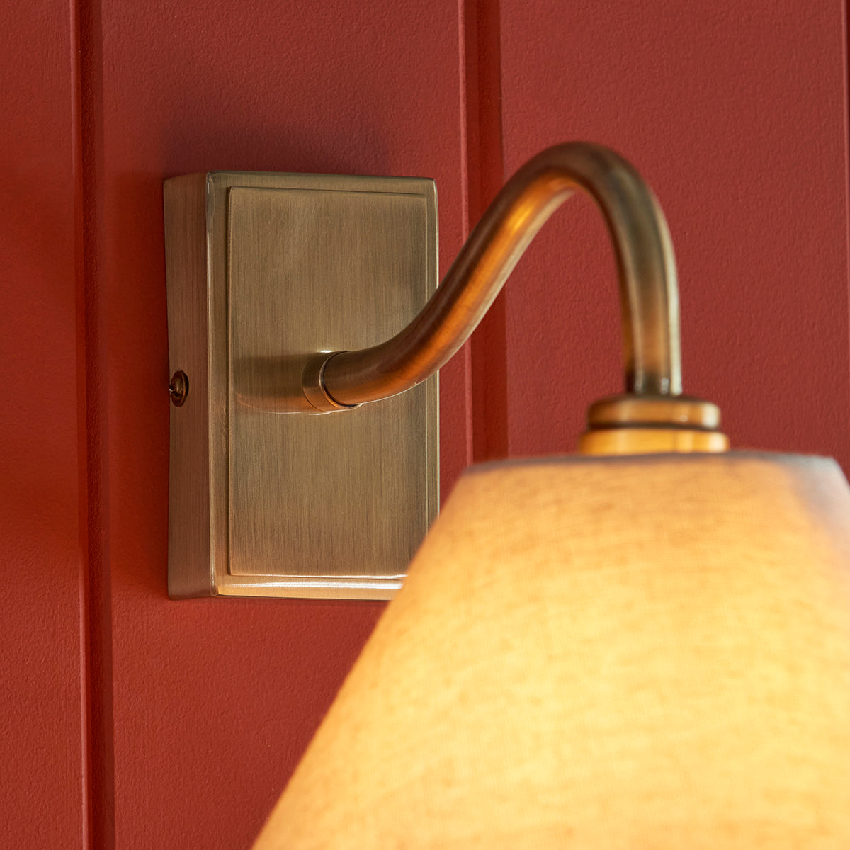 Antique Brass Plate & Natural Faux Linen