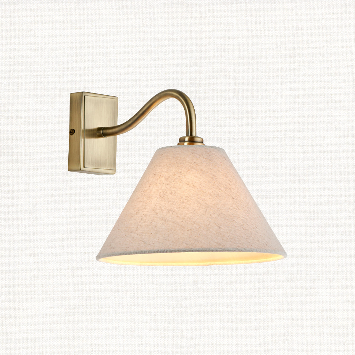Antique Brass Plate & Natural Faux Linen