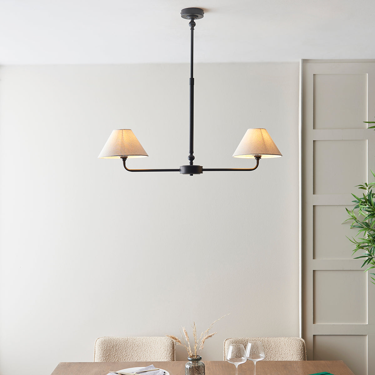 Matt Black & Natural Faux Linen
