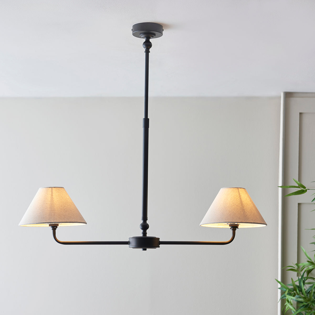Matt Black & Natural Faux Linen