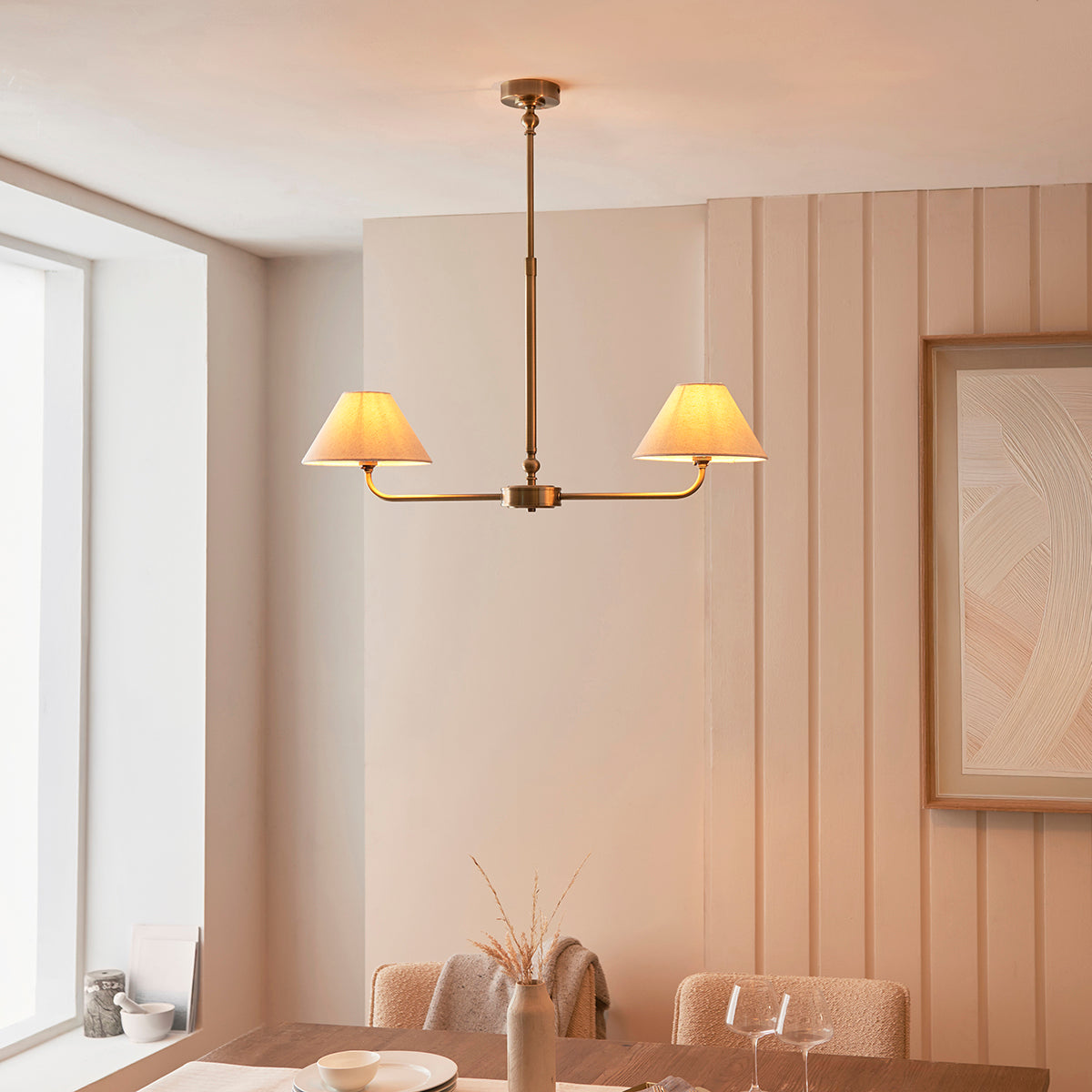 Antique Brass Plate & Natural Faux Linen