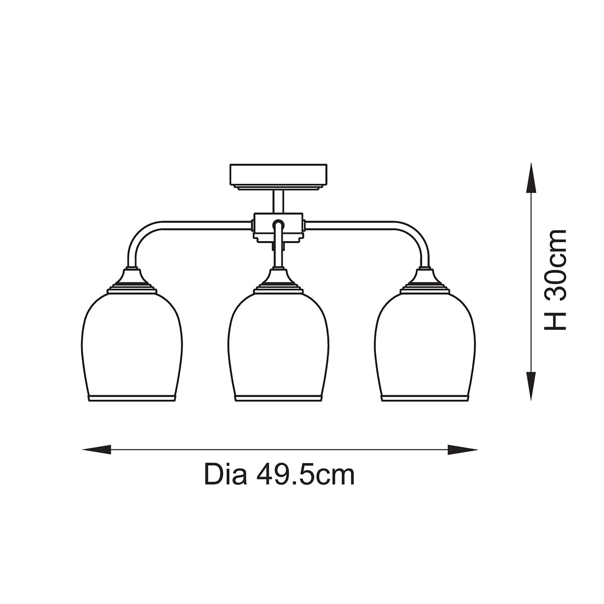 Ashton 3-Light Semi-Flush Light