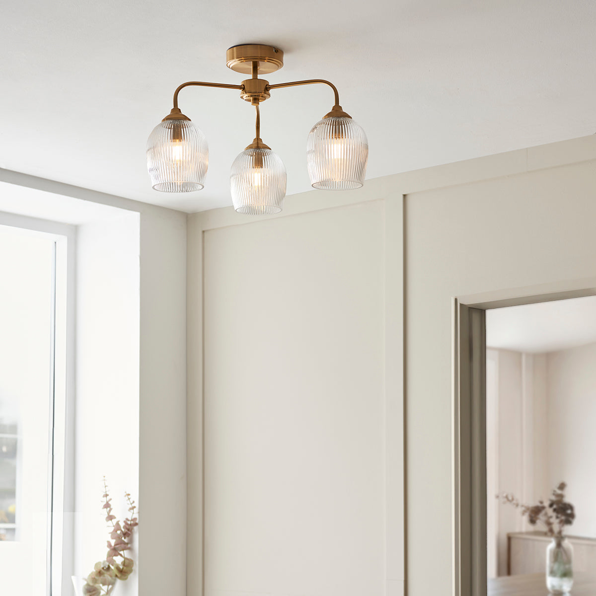 Ashton Ribbed 3-Light Semi-Flush Light