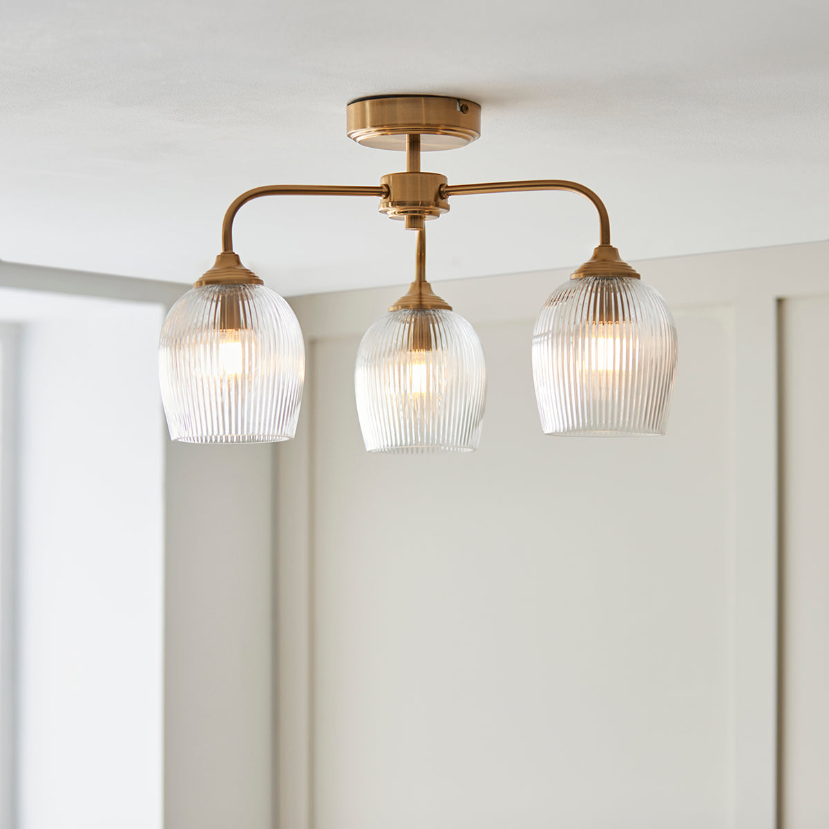 Ashton Ribbed 3-Light Semi-Flush Light