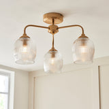 Ashton Ribbed 3-Light Semi-Flush Light