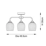 Ashton Ribbed 3-Light Semi-Flush Light