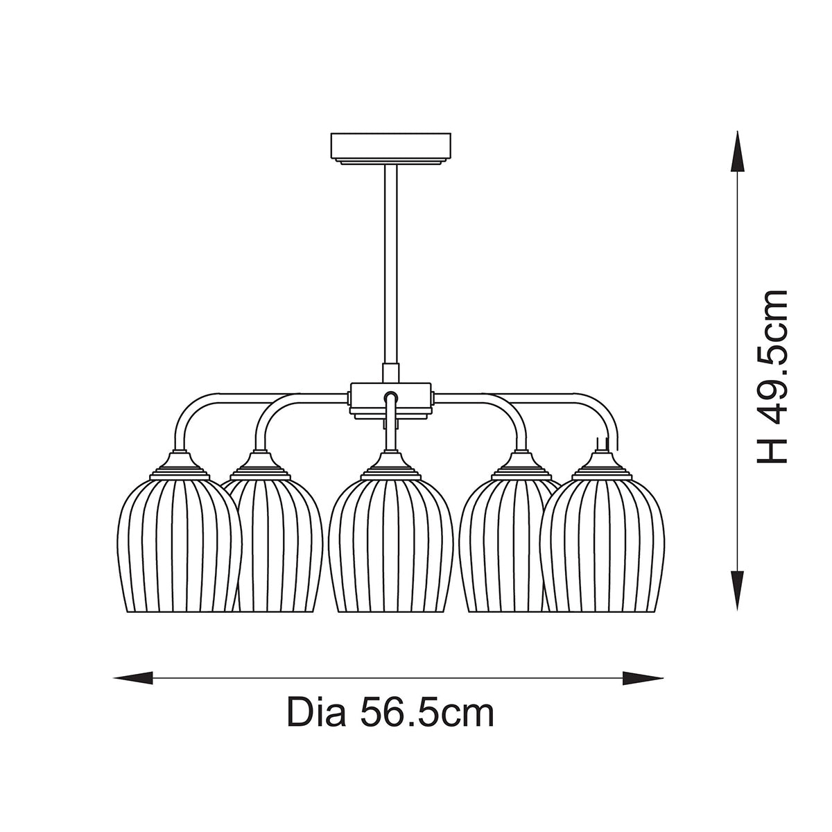 Ashton Ribbed 5-Light Pendant