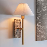 Dark Brown Emperador Marble & Vintage Brass With Natural Linen